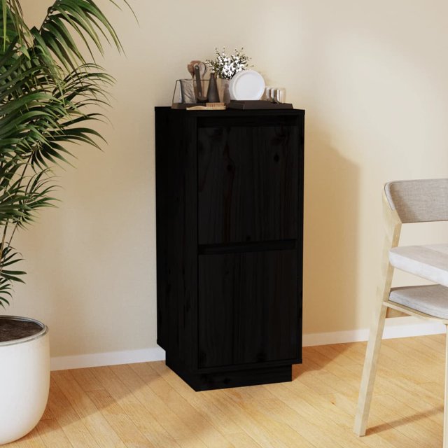 vidaXL Buffet Noir 31.5x34x75 cm Pin Massif