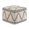 thumbnail image 1 of SIMPLIHOME Sweeney Square Pouf, Footstool, Upholstered in Grey, Natural Handloom Woven Wool and Cotton Pattern, for the Living Room, Bedroom and Kids Room, Boho, 1 of 2