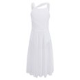 thumbnail image 3 of Lejafay Robe de Danse Lyrique Sans Manches pour Filles Justaucorps Color Block Fête Danseuse Blanc 14, 3 of 8