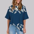 thumbnail image 2 of Pisexur Hauts d'Été pour Femmes Mode Décontractée Manches Courtes Col Rond T-Shirts Confortables Amples Surdimensionnés Imprimé Floral Blouses Hauts Mode T-Shirts Imprimés Graphiques Grande Taille Tops de Sortie S-5TG, 2 of 7