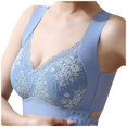 thumbnail image 3 of CHUANK Women‘s Front Closure Posture Wireless Back Support Lace Full Coverage Bra Sky Blue 4XL, 3 of 9