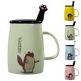 thumbnail image 2 of Ceramic Mug Cartoon Animal Printed Milk Mug Tea Mug Coffee Mug with Lid & Spoon, 2 of 8