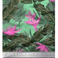thumbnail image 1 of Soimoi Modal Satin Fabric Floral & Leaves Tropical Print Sewing Fabric Yard 42 Inch Wide, 1 of 3