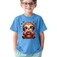 thumbnail image 2 of T-shirts Filles Enfants Imprimé Animaux Mignons Sports Décontracté Col Rond Manches Courtes Hauts Filles Bleu Ciel 7-8 Ans, 2 of 4
