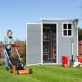 thumbnail image 2 of Remise de Rangement, Entrepôt Extérieur en Résine Gris 5 Pi X 3 Pi, avec Plancher et Porte Verrouillable, Mini Remise Légère, Imperméable et Résistante aux Intempéries pour Cour Arrière, Pelouse, Patio, Rangement de Petits Articles, 2 of 10