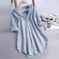 thumbnail image 2 of Timegard Womens Shirts Striped Long Sleeve Lapel v Neck Button up Tops Fall Casual Work Loose Blouse, 2 of 6