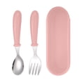 thumbnail image 1 of 2pcs Stainless Steel Baby Tableware Set Portable Baby Spoon And Fork Set With Storage Box Cute Baby Cutlery Set Self Feeding Learning Dishwasher Baby Equipment For Chil, 1 of 5