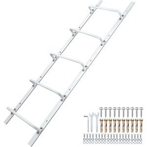 5-Rung Fenêtre Échelle droite, Échaud en acier lourd Échelles d'évacuation, sous-sol recouvert de poudre Écheau mural de fenêtre 56.2" Lx17,9 W, blanc