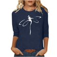 thumbnail image 1 of Pompotops T-shirt Mode Imprimé Ample pour Femmes Manches 3/4 Mi-Longueur Blouse Col Rond Tops Décontractés Liquidation, 1 of 4