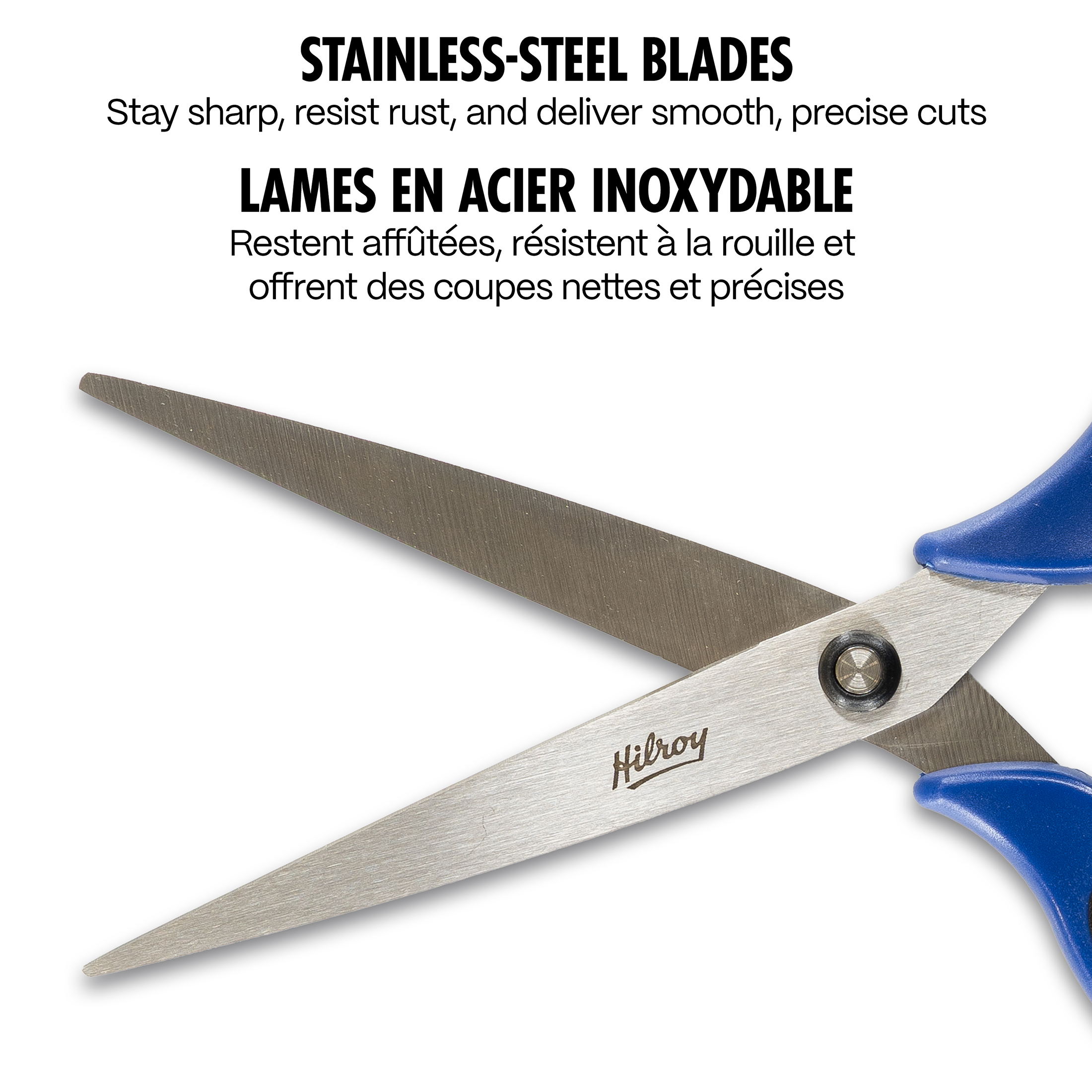 Hilroy Stainless Steel 7-Inch Scissors, Multipurpose Scissors, Blue Handles