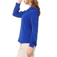 thumbnail image 4 of INSPIRE CHIC Women's Keyhole Stand Collar Pleated Back Button Blouse Tops, 4 of 6