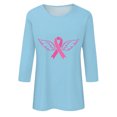thumbnail image 4 of Jsaierl Hauts Graphiques Ruban Rose pour Femmes T-Shirts Cancer du Sein Manches 3/4 Col Rond Pull Lutte contre le Cancer Blouses d'Octobre, 4 of 5