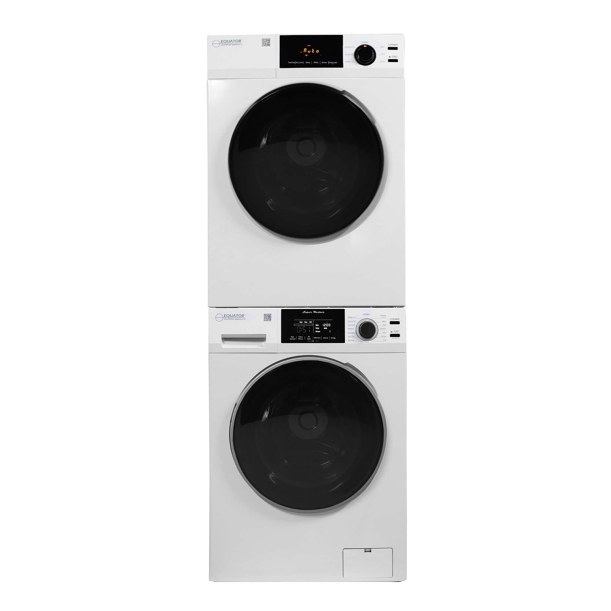 Equator STANDARD STACKABLE EW 835 18 lbs Washer 1.9cf + ED 870 DL Vented Sensor Dryer 4cf SINGLE OUTLET 110V