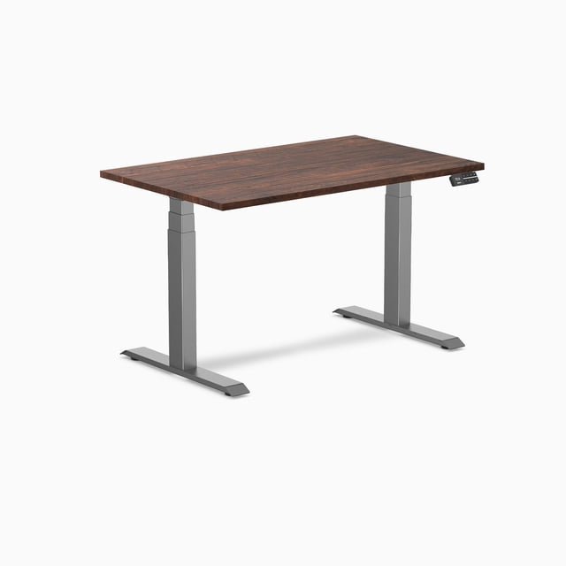Desky Dual Softwood Sit Stand Desk - American Rustic Pine / 48 x 30 Inches / Space Grey