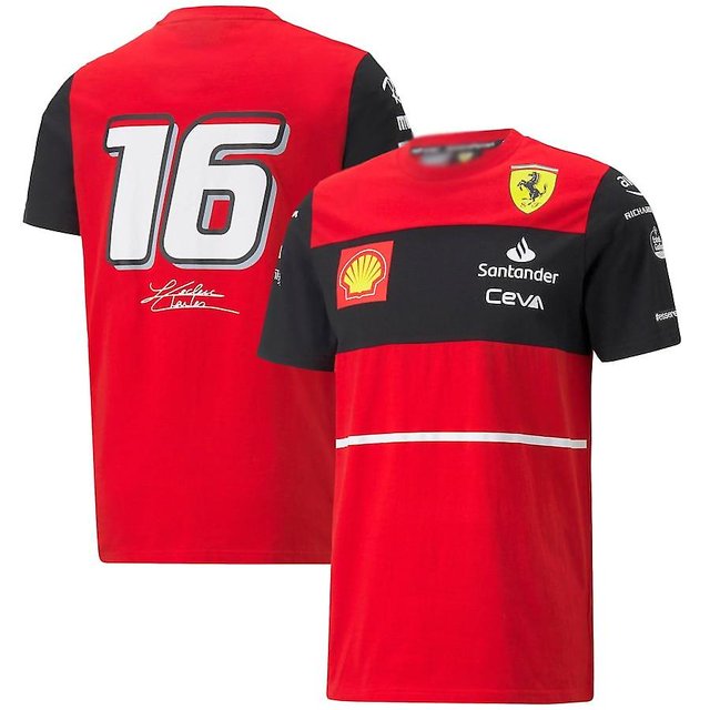 New F1 Ferrari Racing Suit Short-sleeve Red T-shirt Crew Neck Top Summer Men's Clothes Overalls