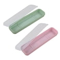 thumbnail image 1 of 2Pcs Portable Travel Tableware Storage Box Case, 8in Simple Utensil Holder with Lid for Cutlery Flatware, Foldable Plastic Silverware Holder for Lunch Box, 1 of 5