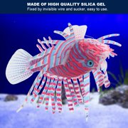 Aquarium Lionfish Decoration, Glow in The Dark Silicone Fish Tank Ornament with  Wire and Sucker, for Fish Tank Aquarium Decor