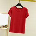 thumbnail image 1 of Weiqiqre T-Shirt à Col Rond pour Femme à Manches Courtes Ajusté T-Shirt Mince Uni Haut de Pyjama Pyjama à Manches Courtes, 1 of 8