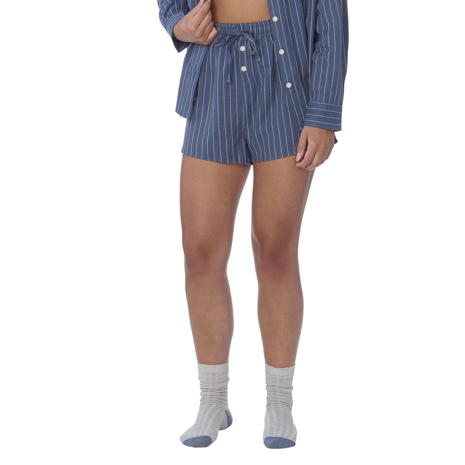 Secret Sleep Flannelette Pinstripe Shorts-Online exclusive