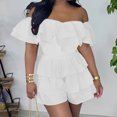 thumbnail image 2 of Birdeem Womens Summer Fashionable Solid Color Multi-Layer Patchwork Pleated Jumpsuit Shorts, 2 of 6