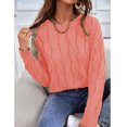 thumbnail image 5 of Cathalem WoWomens Cotton Sweaters Crew Neck Solid Color Soft Ribbed Knitted Oversized Pullover Loose Fit Jumper,Pink M, 5 of 5
