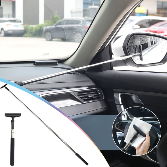 New Retractable Car Rearview Mirror Wipers, Rainproof, Defogging, Replaceable Scraper Head, Stainless Steel Telescopic Rod, PVC Handle, Non-Slip, Easy to Use, Car Cleaning Accessory