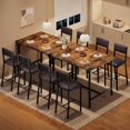 thumbnail image 4 of Dining Table Set for 4 W/Footrest & Backrest, Counter Height Table with 4 Upholstered Bar Stools, Kitchen Table Set with Corner Protector, for Small Space, Retro Brown, 4 of 8