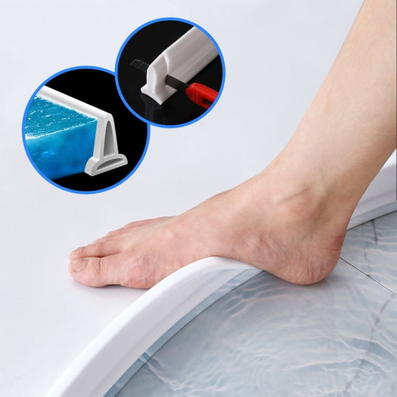 Barrage d'Eau de Douche Pliable - Barrière Bouchon d'Eau en Silicone de 79 Pouces pour Plancher de Salle de Bain, Séparation Humide/sèche / Barrage de Retenue d'Eau Autocollant pour Douche, Évier de Cuisine, Toilette, Zone de Lavage