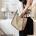 thumbnail image 4 of CHUANK Straw Shoulder Bag for Women  Large Capacity Square Shape Beach Handbags + PU Leather Zipper Wallet, 4 of 4