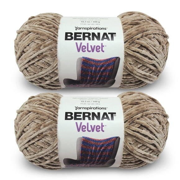 Bernat Fil de Velours Champignon - 2 Paquets de 300G/10.5Oz - Polyester - 5 Volumineux - 315 Yards - Tricot, Crochet & Artisanat