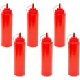 thumbnail image 3 of 6-Pack 240ML Plastic Condiment Squeeze Bottles Ketchup Mustard with Caps, Red, 3 of 4