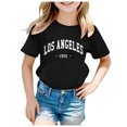 thumbnail image 1 of T-shirts pour Filles pour Enfants Décontractés à Manches Courtes avec Imprimé de Lettres, Col Ras du Cou, Tenue de Tous les Jours, 1 of 4