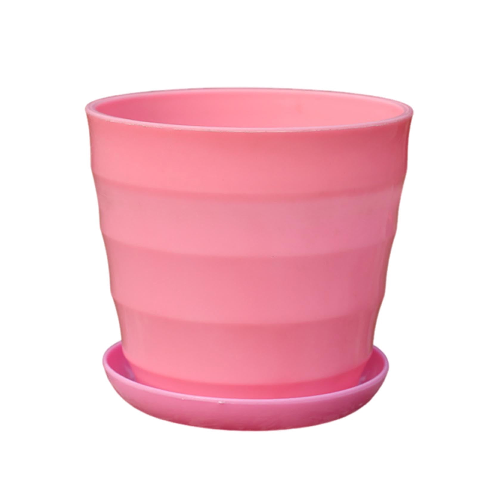 Staron 5" Plastic Pots for Plants (Pink), Colorful Flower Plant Container Small Flower Pots with Pallet