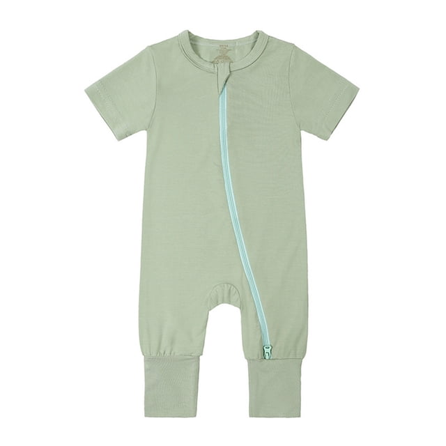 EDFBUYKRS Baby Rompers Footless Pajamas Zipper Short Sleeve Sleeper Jumpsuit