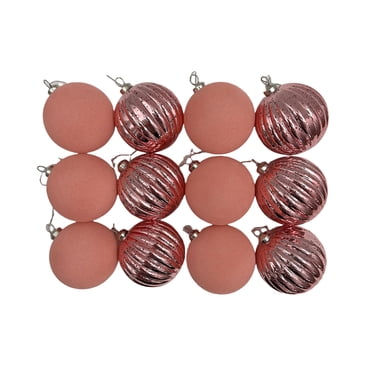 Ornements de Noël incassables rose Tinsel Town 80 mm, 12 unités