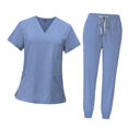 thumbnail image 4 of Female Scrub Set V Neckline Nurse Workwear for Beauty Center SPA Cosmetology L, 4 of 8