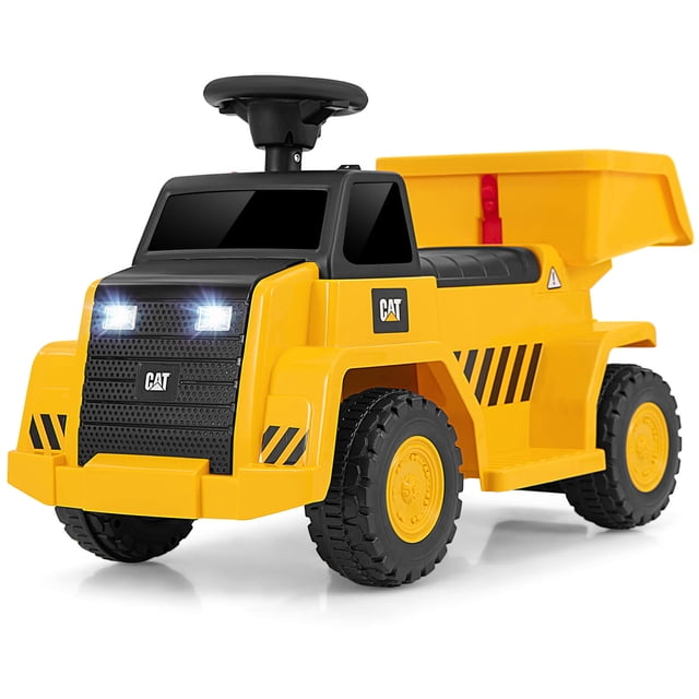 Costway Camion-Benne à Chevaucher avec Démarrage à un Bouton, Klaxon, Benne Réglable, Roues à Bande de Roulement