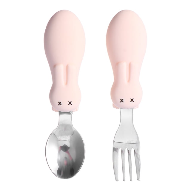 FRCOLOR Baby Utensils 1 Set Baby Utensils Infant Training Tableware Short Handle Spoon Fork Set,4.69"X1.14"X0.79"