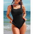 thumbnail image 4 of Charmo Womens Ribbed One Piece Swimsuits Scalloped Monokini Bathing Suits, 4 of 6