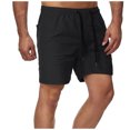 thumbnail image 1 of cllios Mens Shorts Solid Elastic Waist Mid Waist Loose Pockets Drawstring Short Pants, 1 of 4