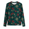 thumbnail image 4 of Hauts de Sortie Noël Femmes Manches Longues Décontractées Imprimé Col Rond T-Shirt Ample Blouse Hauts Blouses d'Été en Liquidation, 4 of 5