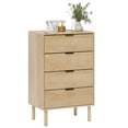thumbnail image 1 of HOMCOM Commode, Commode à 4 Tiroirs avec Panneaux Cannelés, Chêne, 1 of 10