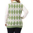 thumbnail image 3 of GRACE & GRANDEUR Chandail Sans Manches en Tricot à Col en V pour Femme Grande Taille2X Vert Pâle, 3 of 6