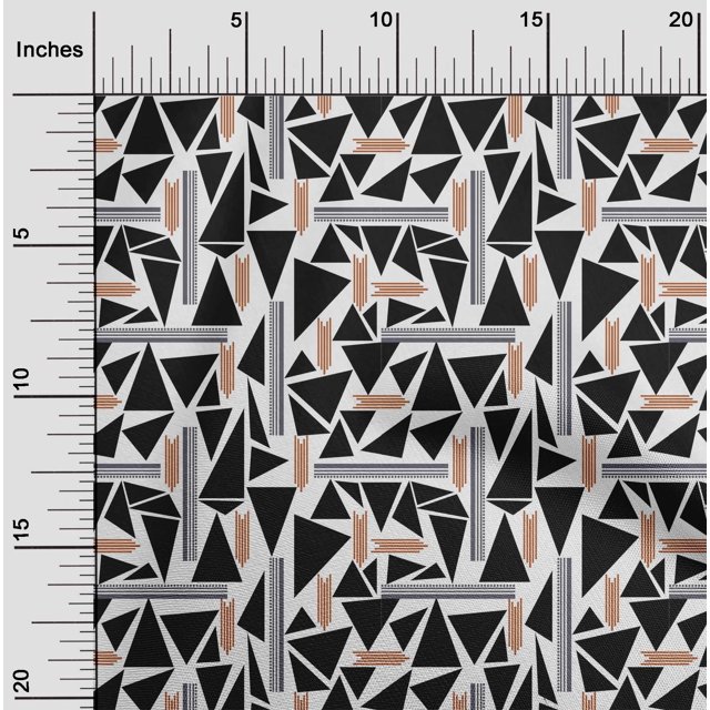 oneOone Polyester Lycra Fabric Leaves & Geometric Printed Fabric 1 Yard 56 Inch Wide