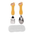 thumbnail image 2 of 6-Piece Baby Spoon Fork Set With Cartoon Handle, Stainless Steel Feeding Utensils For Toddlers With Travel Case, 2 of 8