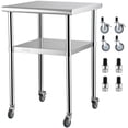 thumbnail image 1 of VEVOR Stainless Steel Prep Table, 24 x 24 x 36 Inch, 600lbs Load Capacity Heavy Duty Metal Worktable with Adjustable Undershelf & Universal Wheels, Commercial Workstation for Kitchen Garage Backyard, 1 of 9