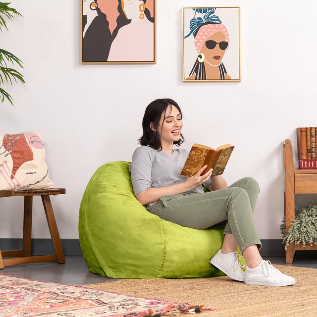 Jaxx Saxx Pouf Rond de 3 Pieds avec Housse Amovible, Lime