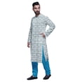 thumbnail image 2 of Atasi Kurta Pyjama de Designer pour Hommes Imprimé Style Angrakha Vêtements d'Été Décontractés, 2 of 5