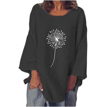 IROINID Discount Ladies Long Sleeve T Shirts O-Neck Printing Loose Lounge Autumn T-shirt Tops,Black