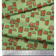 thumbnail image 2 of Soimoi Green polyester Crepe Fabric House Architectural Print Sewing Fabric Yard 42 Inch Wide, 2 of 3